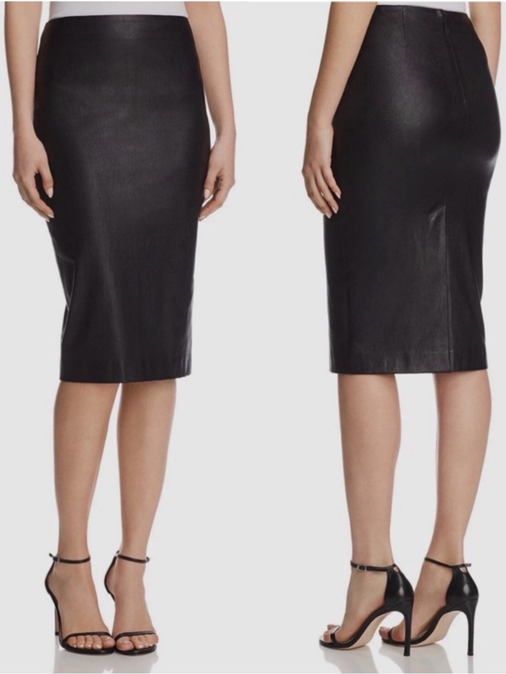 THEORY • skinny pencil skirt Bristol leather black - size 2 lamb leather